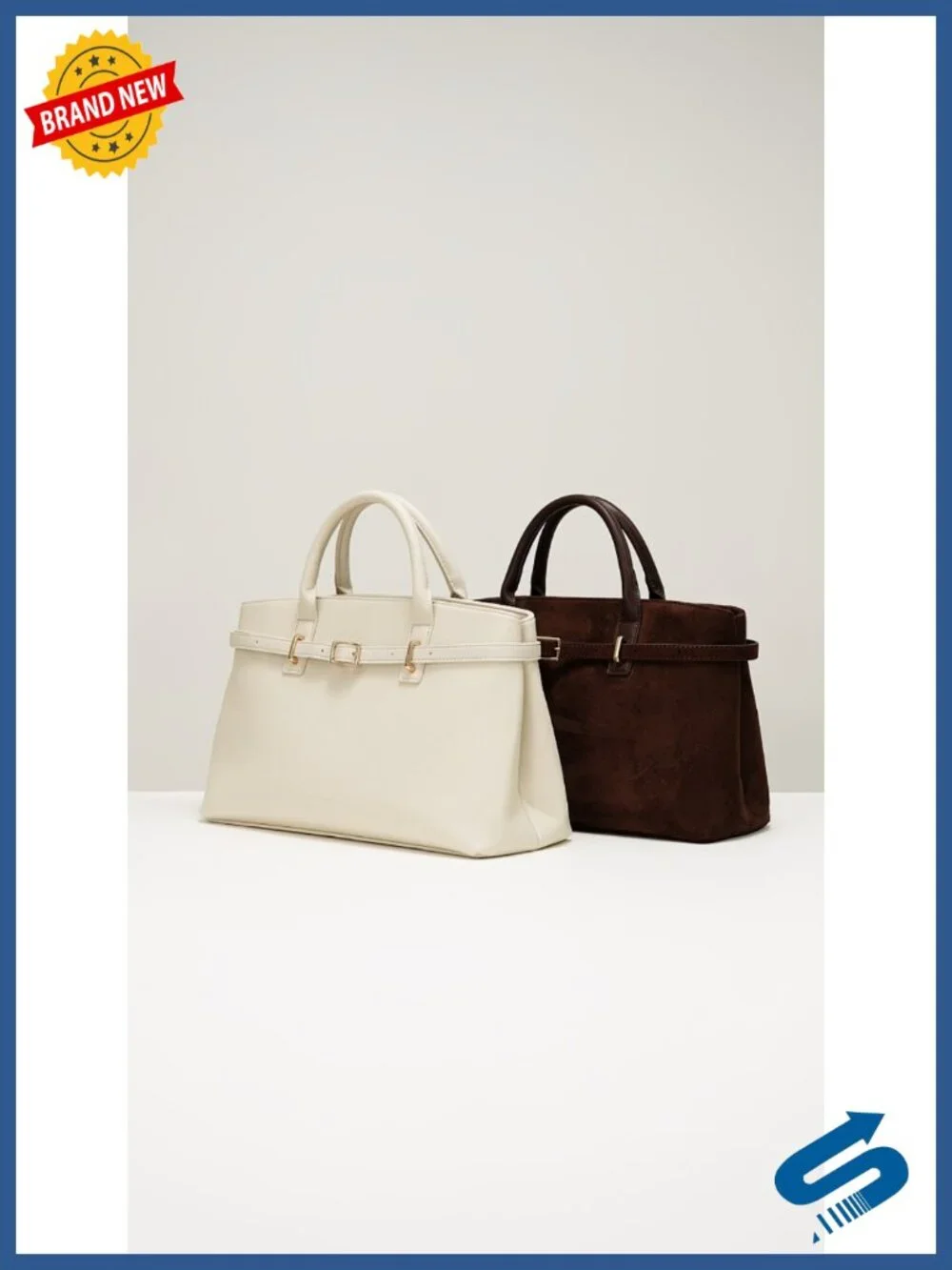 Structured Vegan Leather Satchel Tote Handbag with Removable Strap